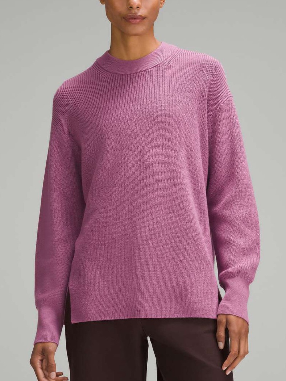 Lululemon Merino Wool Blend Crewneck Sweater Knit Chunky Velvet Stardust Pink 10
